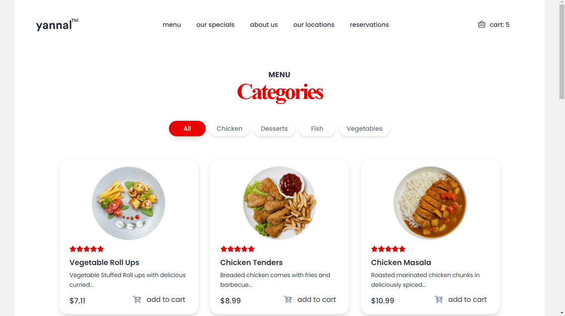 Menu Page